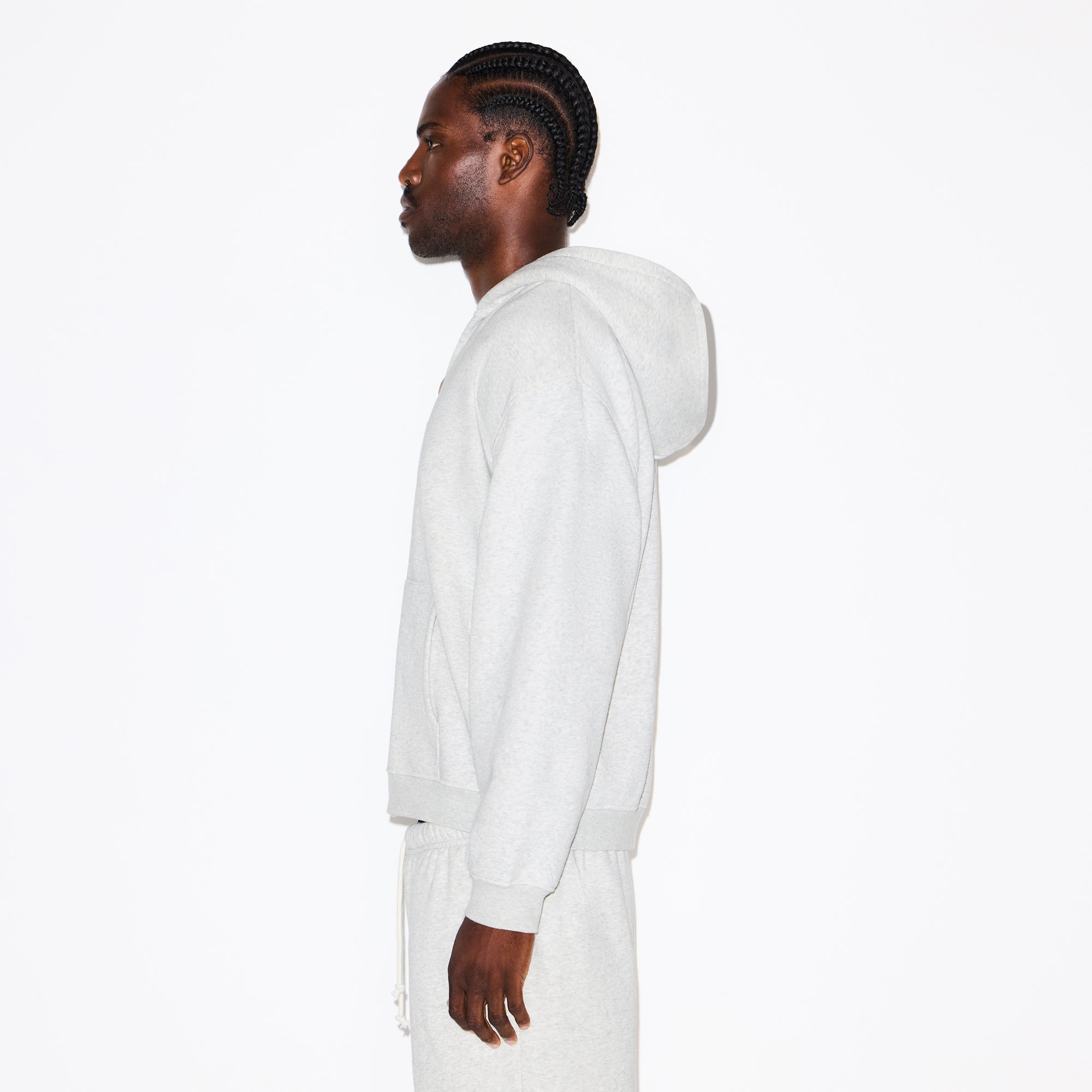 FLEECE LOUNGE MENS RELAXED ZIP UP HOODIE | LIGHT HEATHER GREY